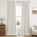 MIULEE Linen 100% Blackout Curtains 84 Inch Length 2 Panels, Back Tab