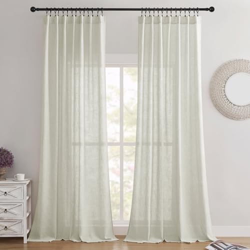 Joydeco Linen Curtains 84 Inch Length 2 Panel Sets,Light Filtering