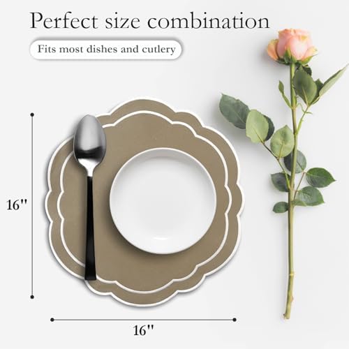 Round Placemats Set of 4, Cotton Linen- Double Layered, Luxury