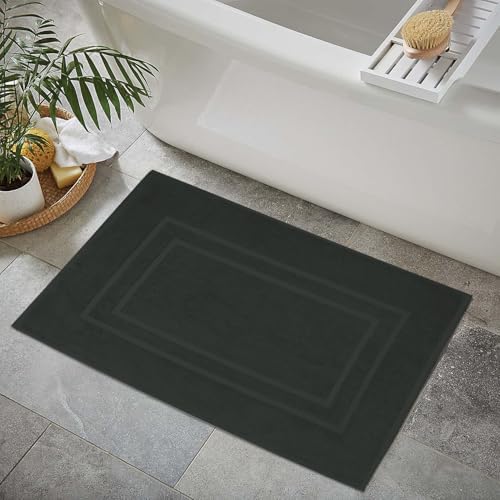 Feather & Stitch 100% Cotton Bath Mats 2 Piece 30x21 Inches, Charcoal