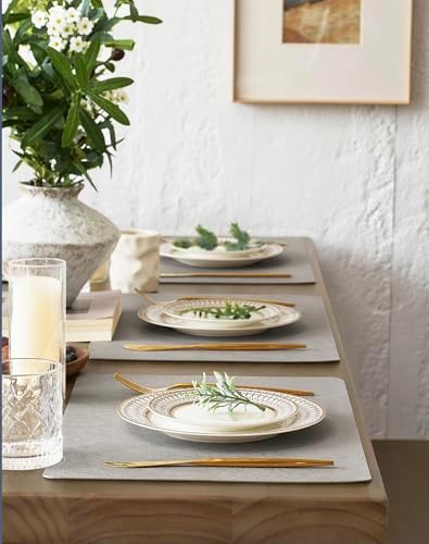 Reversible Faux Leather Placemats 12x17 Inch, Set of 8, Heat Resistant