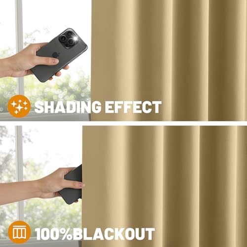 SimpleHome 100% Blackout 72 Inch Biscotti Beige Curtains for Living