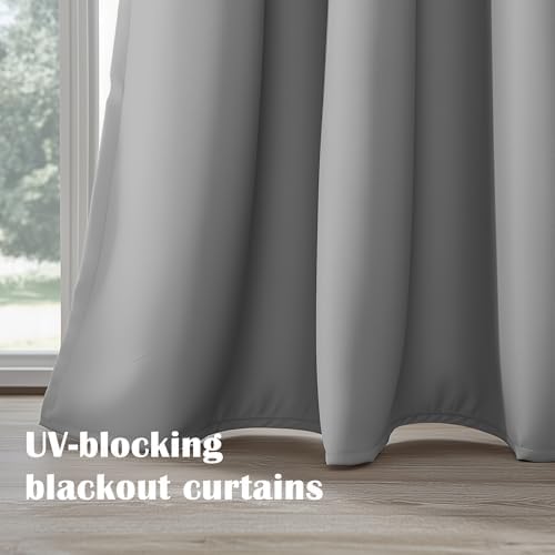 ORINOVA Gray Living Room Blackout Curtains 63 Inch Length 2 Panels Set