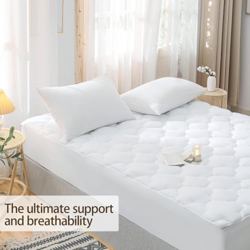 WhatsBedding Waterproof Mattress Topper Queen Size Cotton Top Down