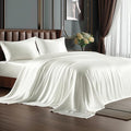 BEDELITE Satin Sheets Full Size Bed Set, Ivory White, 4 Pieces