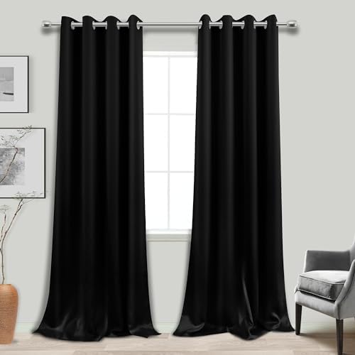KOUFALL Back Tab Linen Blackout Curtains