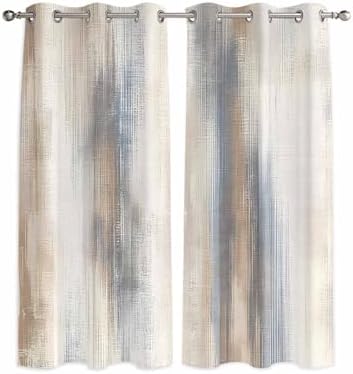 Beige Gray Window Curtains Panels with Silver Grommet,Abstract Grunge