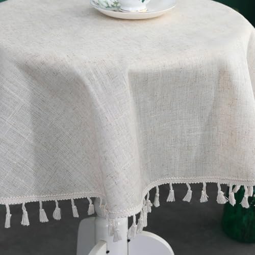 Round Coffee Table Cloth Cover 70.9 inch,Linen-Look