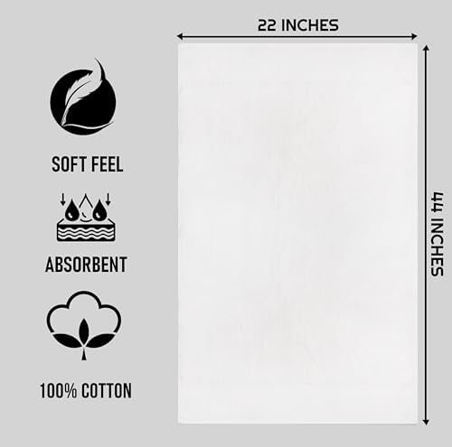 ZUPERIA White Bath Towels Bulk 60 Pack (22 x 44 Inches) - 100% Cotton