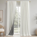KOUFALL Ivory Linen Blackout Curtains 108 Inches Long, Thermal