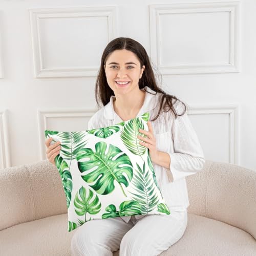 Feelyou Tropical Leaves Throw Pillow Covers Kids Soft Decorative 22" x