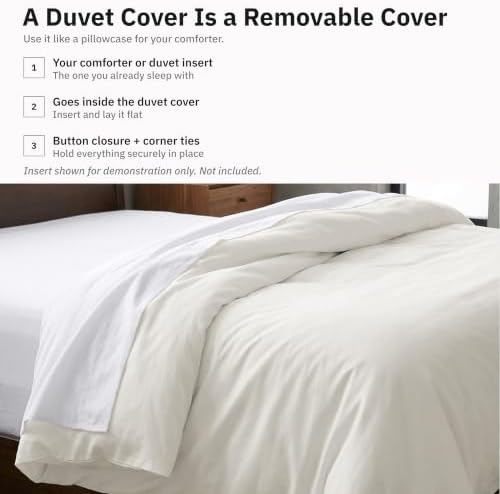 California Design Den Luxury Duvet Cover Twin XL, Ivory