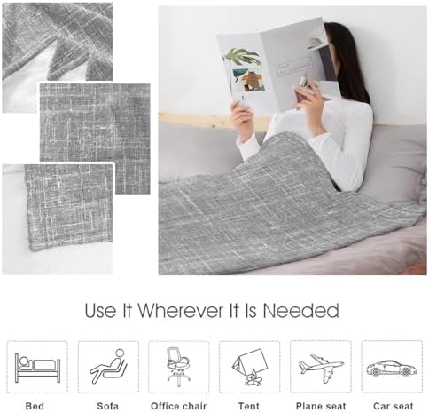 Flannel Fleece Blanket 60" x 80", Grey Microfiber Cozy Soft Throws for