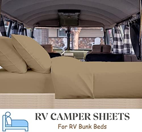 SKY BEDDINGS Short Queen Sheets Set (60 x 75), 1800 Ultra-Soft, Taupe