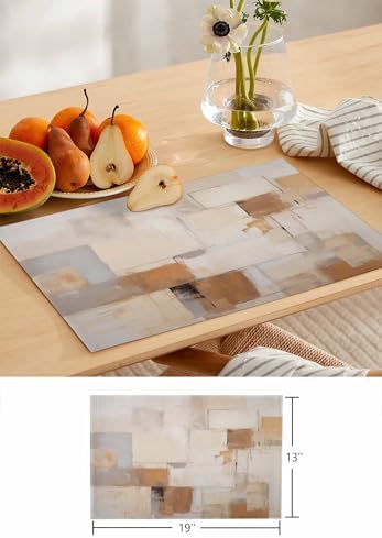 Khaki Brown Gray Table Runner and Placemats for Dining Table,Burlap