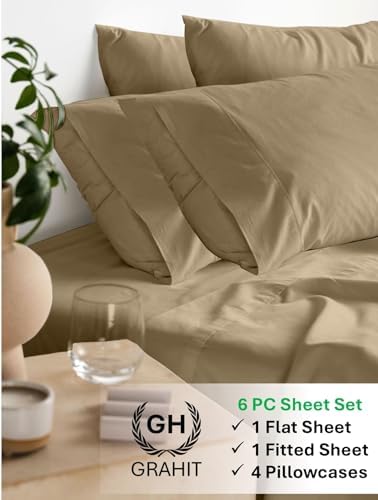 Egyptian Cotton 6-PC Taupe Full-XL 1000-TC 15" Pocket