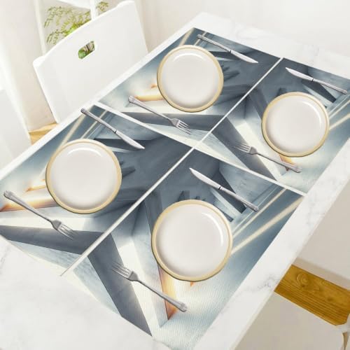 Place Mats for Table 8 | 30 x 45 cm, Gray Buildings Cotton Linen Table