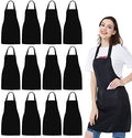 NOBONDO 12 Pack Bib Apron - Unisex Black Apron Bulk with 2 Roomy