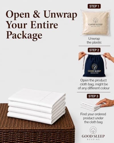 1000 TC Standard Pillowcases Set of 4 100% Egyptian Cotton Pillow