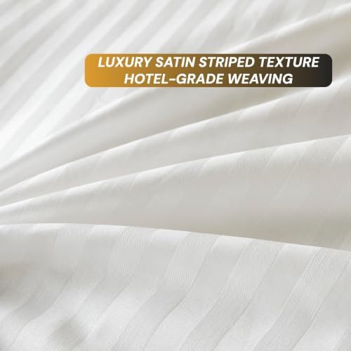 Hotel Collection Duvet Cover King Size 3 Pcs White Cotton Satin Pin
