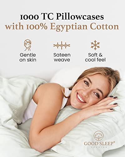 1000 TC Standard Pillowcases Set of 4 100% Egyptian Cotton Pillow
