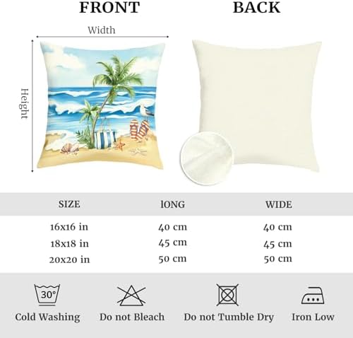 20x20 Set of 4 Seaside Palm Starfish Throw Pillow Cushion Covers