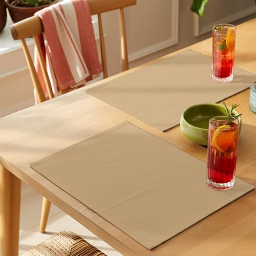 Placemats Set of 8, Pure Oatmeal Non Slip Table Mats, Washable Place