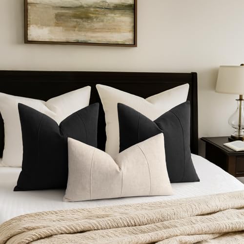 ZWJD Decorative Linen Throw Pillow Covers 22x22 Set of 2 Solid