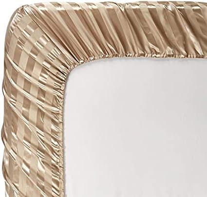 AiMay 6 Piece Satin Italian Style Bed Sheet Set Deep Pocket Striped