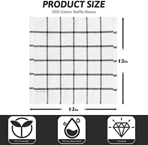 Nialnant 14 Pack Kitchen Towels,8 Pack 12x12 Inches 8 Ring Spun Dish
