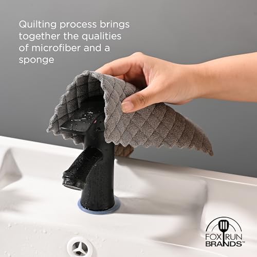 Fox Run Gray Quilted Microfiber Dish Cloths, Set of 3 Reusable Kitchen