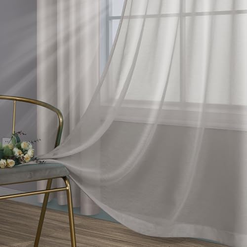 Mrs.Naturall 63 Inch Length Sheer Curtains for Bedroom 2 Panel Set