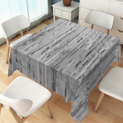 70x70inches Modern Square Tablecloth Grey Aesthetic Stripes Abstract