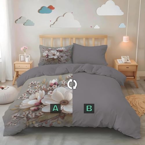 3D Minimalist Plant Relief Duvet Cover King 3Pcs, Breathable