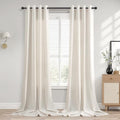 SMABU Extra Long Linen Grommet Curtains 120 Inch Long for Living Room