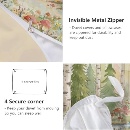 Sage Green Fairy Tale Animal Forest Duvet Cover Set For Women Girls