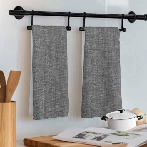 Kitchen Towels Dish Cloths 4 Pack 18x28in,Classic Solid Gray Super