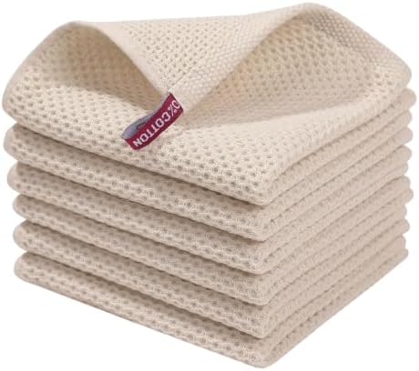 Cotton Waffle Weave Kitchen Dish Cloths, Soft Absorbent Towels