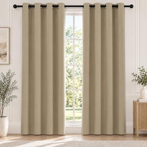 Deconovo 100% Blackout Curtains 108 Inch Long for Bedroom with Black