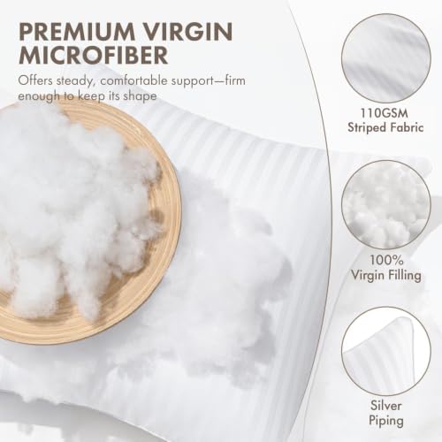 MIULEE 18x18 Throw Pillow Inserts Set of 2, 100% Virgin Microfiber