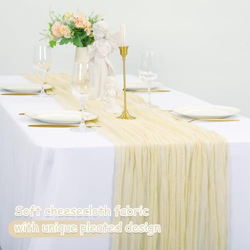 6 Pack Cheesecloth Table Runner 20 x 120 Inch Lvory Boho Gauze Cheese