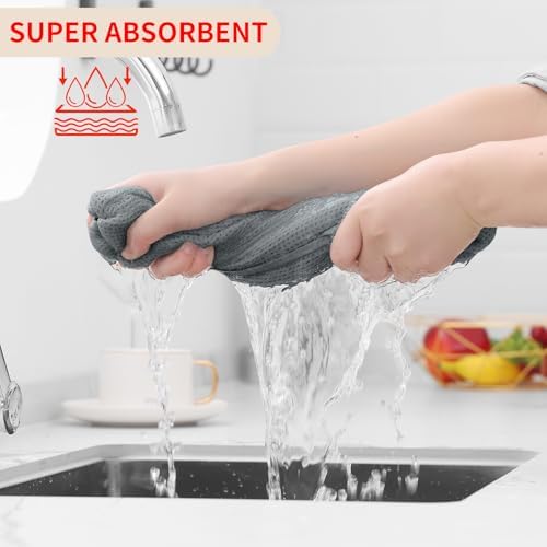 Homaxy 100% Cotton Waffle Weave Kitchen Dish Cloths 12-Pack, Grey