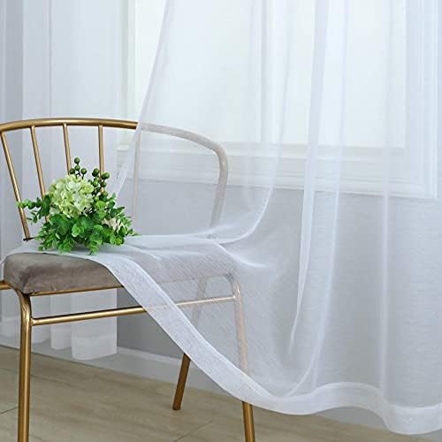 Pitalk White Sheer Curtains 96 Inches Long for Living Room 2 Panels