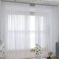 L&TEC Window Ivory Sheer Curtains 108 Inches Long 2 Panels Sheer