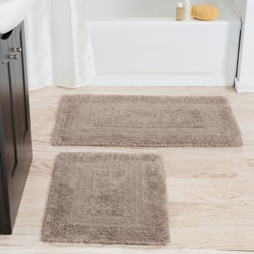 Bathroom Rugs - 2-Piece Cotton Bathroom Mat Set - Machine Washable