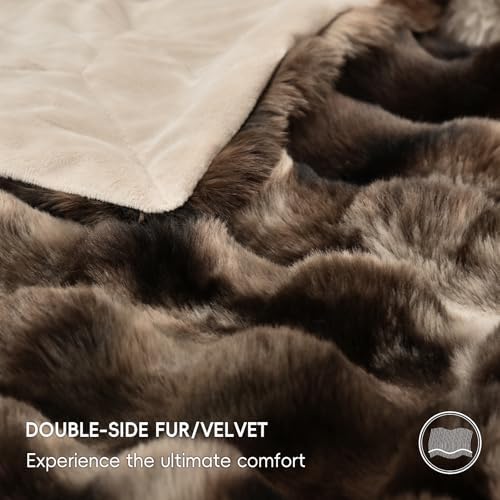 PHF Warm Faux Fur Twin Blanket, Ultra Soft Cozy, 60"x80", Tie Dye