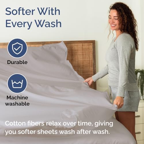 Split King 5 Piece 100% Cotton Sheet Set - 400 Thread Count - Light