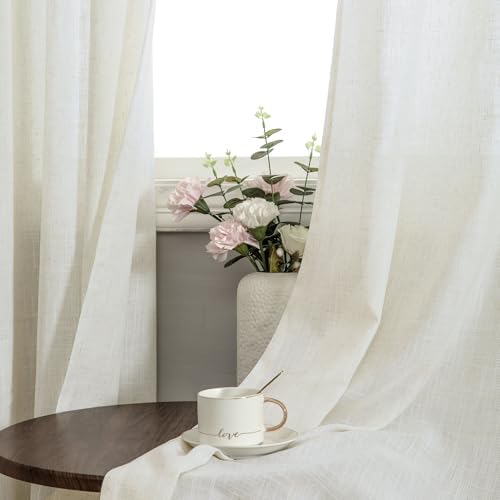 Off White 108 Inches Long Curtains for Living Room 2 Panel Set Rustic