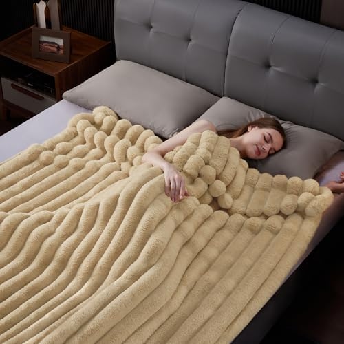 Faux Fur Throw Blanket, 1000GSM Thick Fluffy Fur Throw, 90"X104"
