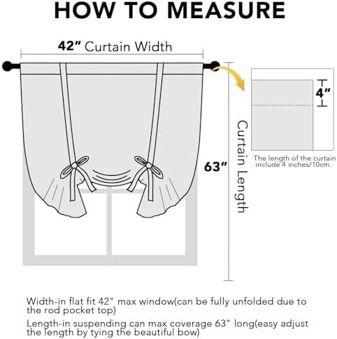 H.Versailtex Thermal Insulated Blackout Tie Up Curtains Adjustable